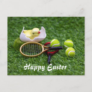 Tennis Easter holiday with racket and balls Postcard