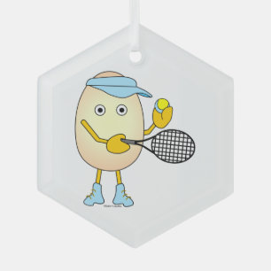 Tennis Egghead  Glass Tree Decoration