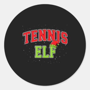 Tennis Elf Christmas Family Matching Group Xmas  Classic Round Sticker