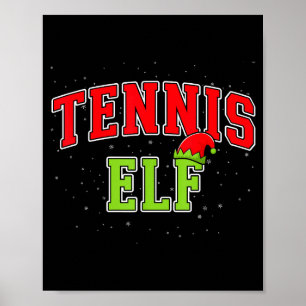Tennis Elf Christmas Family Matching Group Xmas Poster