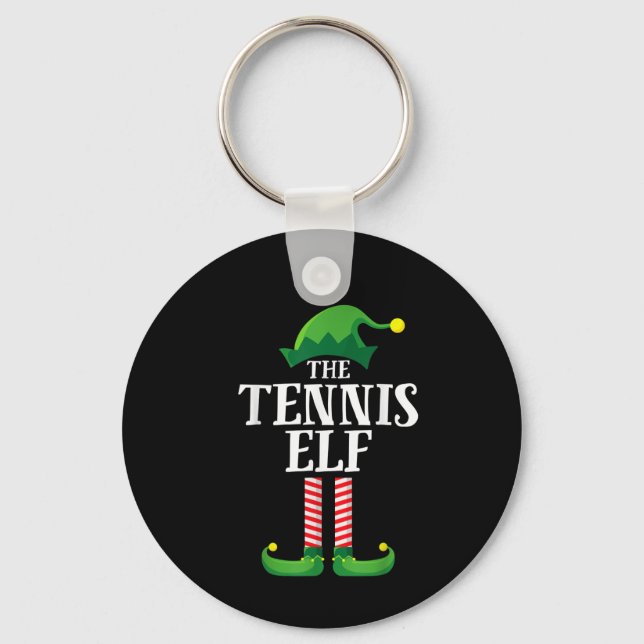 Tennis Elf Matching Family Group Christmas Party Key Ring (Front)