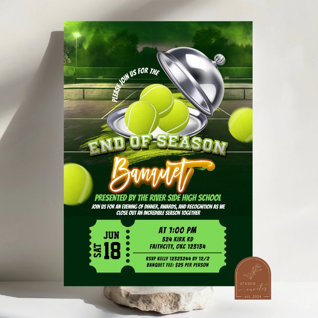 Tennis End of Season Banquet Party Invitation (Creator Uploaded)