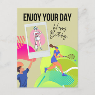 Tennis enjoy your day happy birthday   postcard