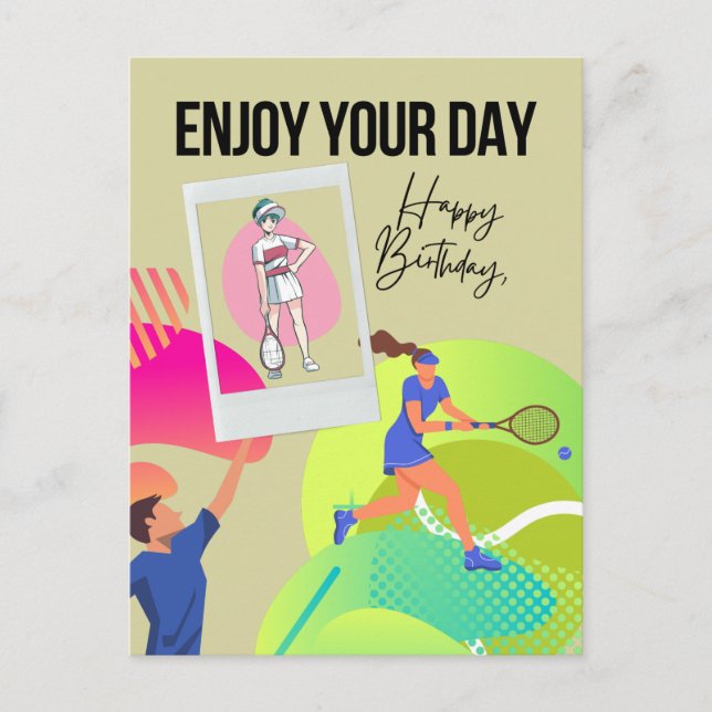 Tennis enjoy your day happy birthday   postcard (Front)