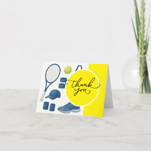 Tennis equipment racket ball for player thank you card