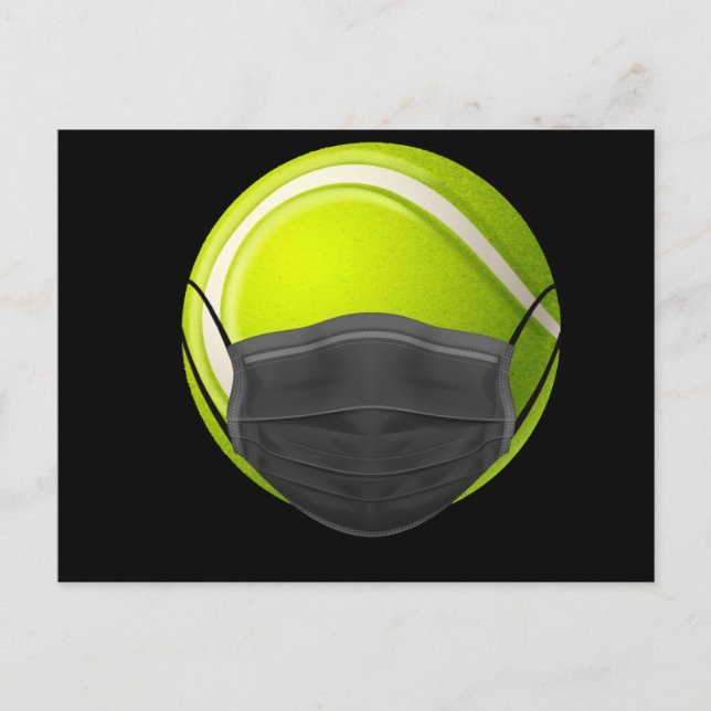 Tennis Face Mask Funny Tennis Quarantine Gift Rack Announcement Postcard (Front)