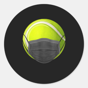 Tennis Face Mask Funny Tennis Quarantine Gift Rack Classic Round Sticker