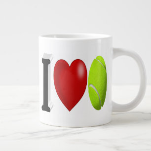 Tennis Fan half text Large Coffee Mug