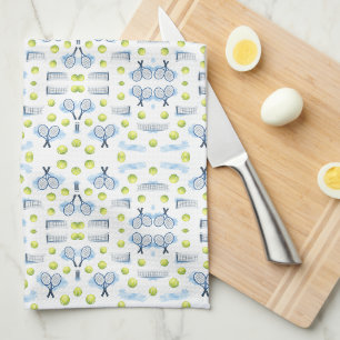 Tennis Father’s Day Blue Watercolor Tea Towel
