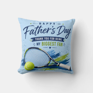 Tennis Father’s Day for Dad Blue Watercolor Cushion