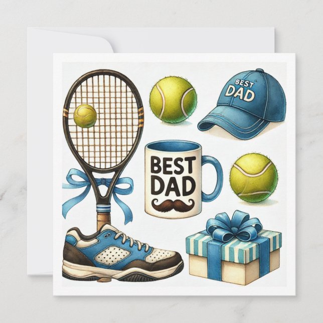 Tennis Father's Day Party or Birthday themed Holiday Card (Front)