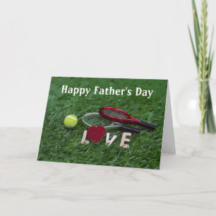 Tennis  Father's Day with ball and racket on green Card