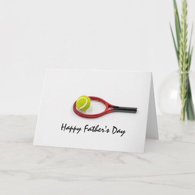 Tennis  Father's Day with ball and racket on white Card (Front)