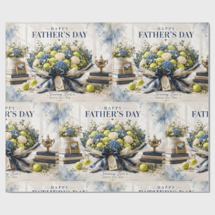 Tennis Father's Day with racket and flowers Wrapping Paper