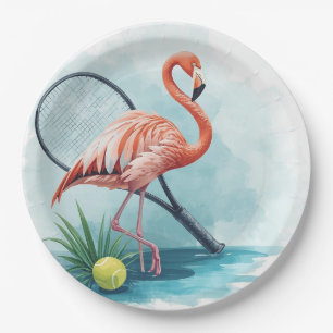 Tennis Florida Tennis Flamingo Paper Plates