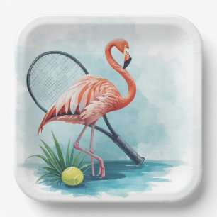 Tennis Florida Tennis Flamingo Paper Plates