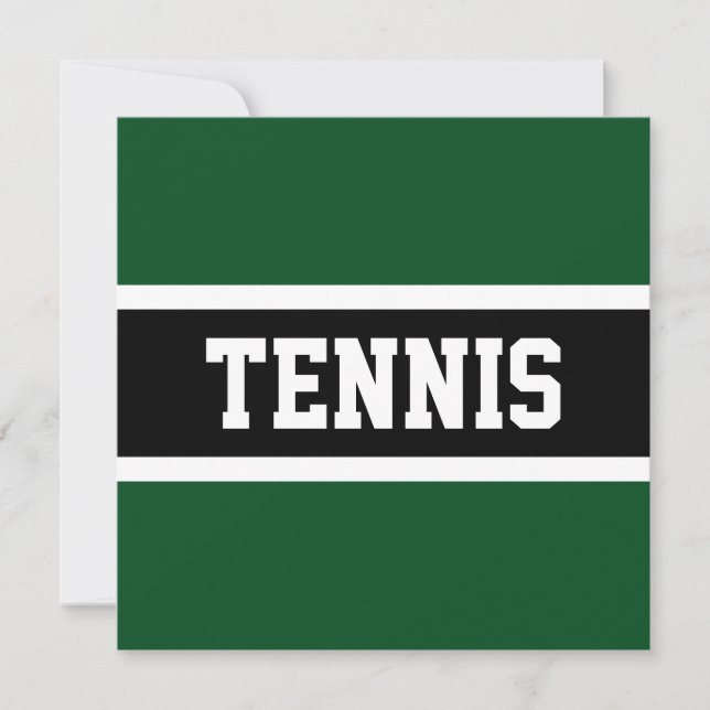 TENNIS Fun Sporty Forest Green Black White Stripes (Front)