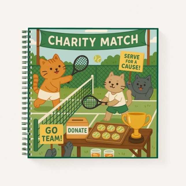 Tennis Fund Raiser for Cat Lovers Notebook (Front)