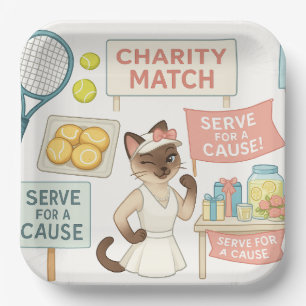 Tennis Fund Raiser for Cat Lovers Paper Plate