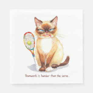 Tennis Funny Saying for Cat Lovers Napkin