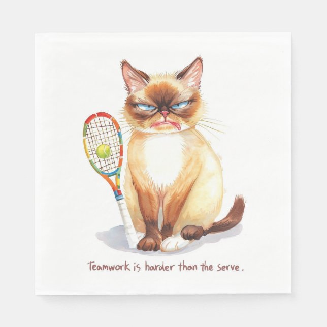 Tennis Funny Saying for Cat Lovers Napkin (Front)