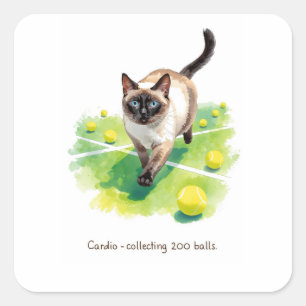 Tennis Funny Saying for Cat Lovers Square Sticker