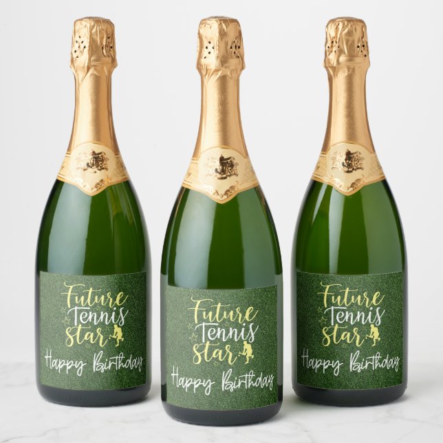 Tennis Future Tennis Star Happy Birthday  Sparkling Wine Label (Bottles)