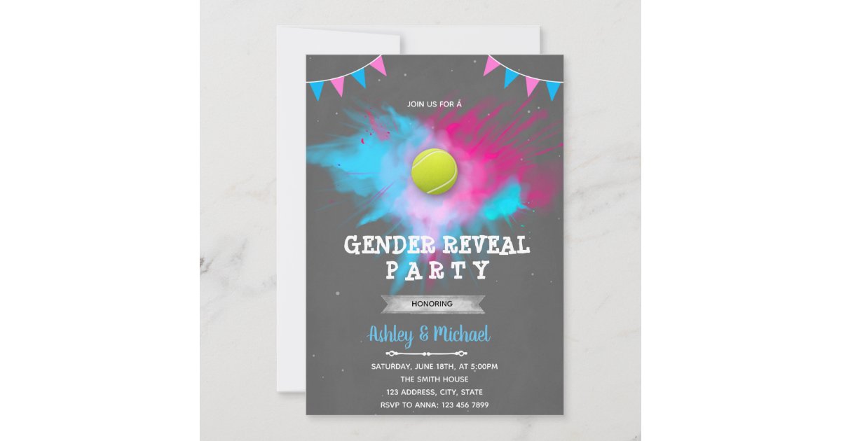 Tennis Gender Reveal Party Invitation Zazzle 7531