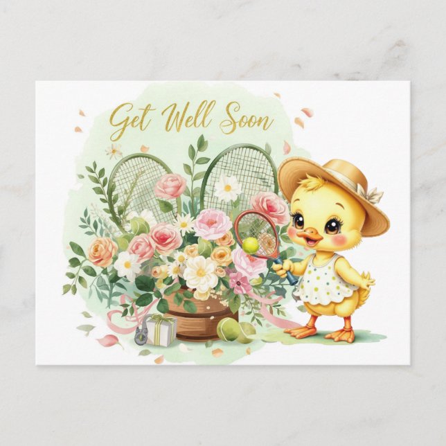 TENNIS Get well soon for Duck Lover  Postcard (Front)