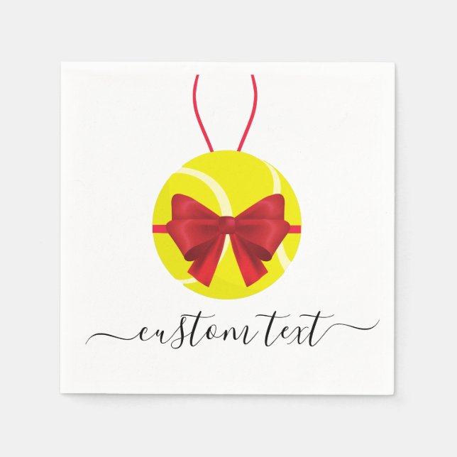 Tennis Gift Ball Christmas Party Custom Text Sport Napkin (Front)