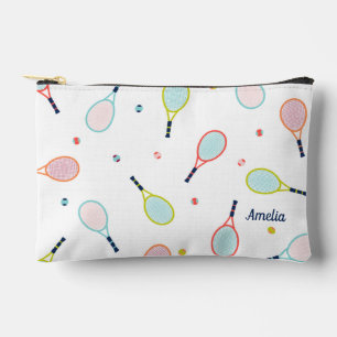 Tennis Gift Personalised Name Pink Blue Custom Accessory Pouch