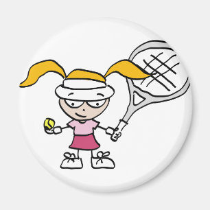 Tennis Gifts & Cards with cute cartoon girl Magnet