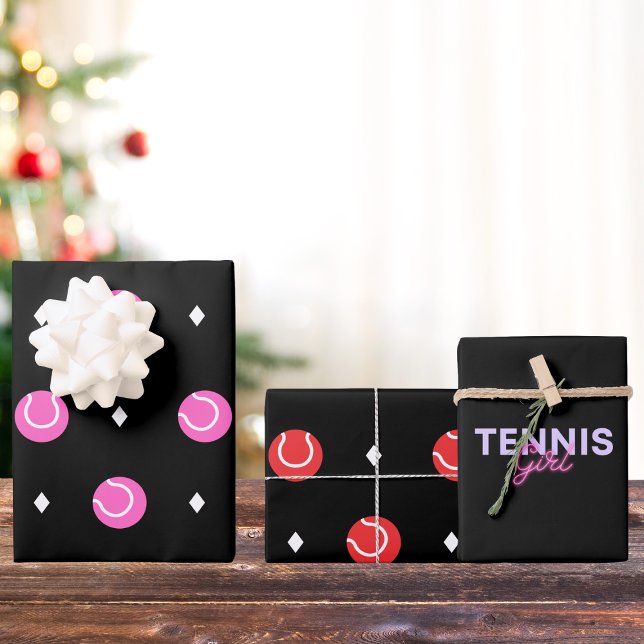Tennis Girl Pink Balls Gift  Wrapping Paper Sheet (Creator Uploaded)
