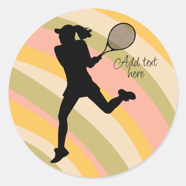 Tennis Girl Player Women Tennis Classic Round Sticker (Front)