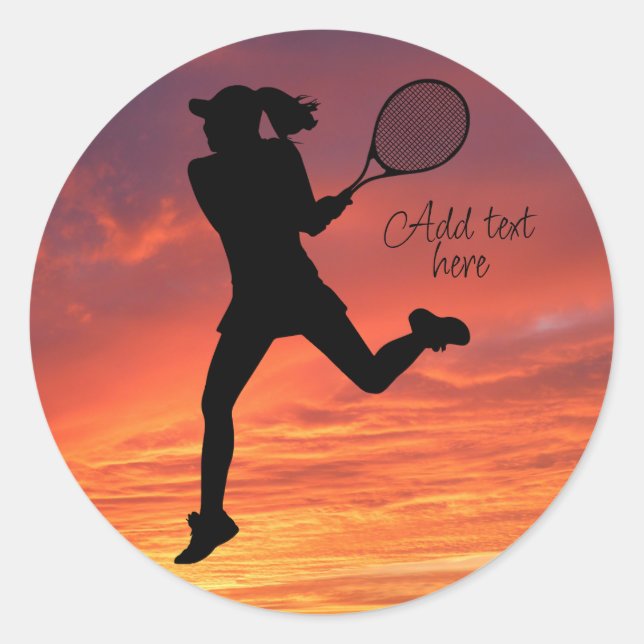 Tennis Girl Player Women Tennis Classic Round Sticker (Front)