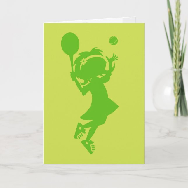 Tennis Girl Silhouette Birthday Card (Front)