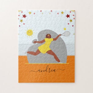 Tennis Girl Star Player Athlete Illustration Name Jigsaw Puzzle