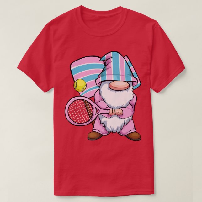 Tennis Gnome LGBT-Q Cool Sport Transgender Pride T T-Shirt (Design Front)