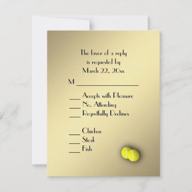 Tennis Gold RSVP with Menu Choice (Front)