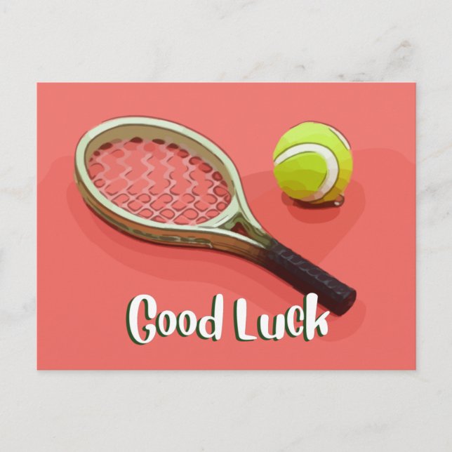 Tennis Good Luck on red background  Postcard (Front)