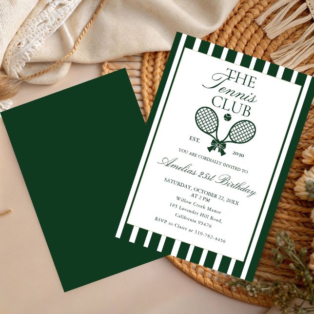  Tennis Green Bow Birthday Invitation (Creator Uploaded)