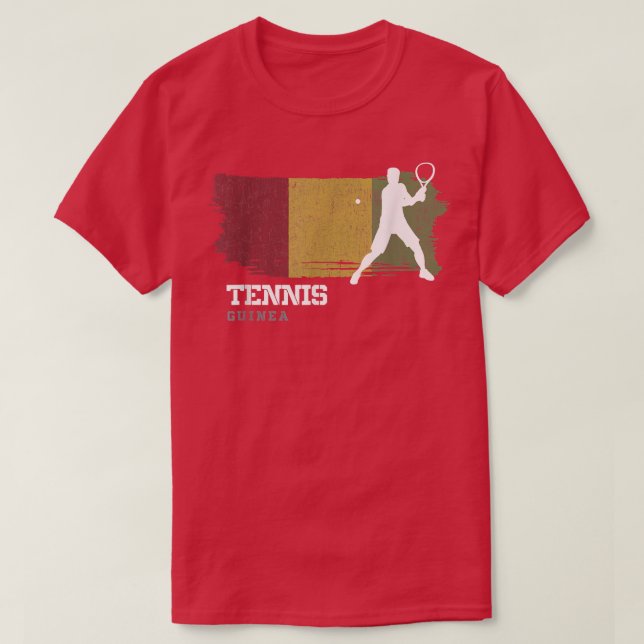 Tennis Guinea Flag Team Tennis Player Tennis T-Shi T-Shirt (Design Front)