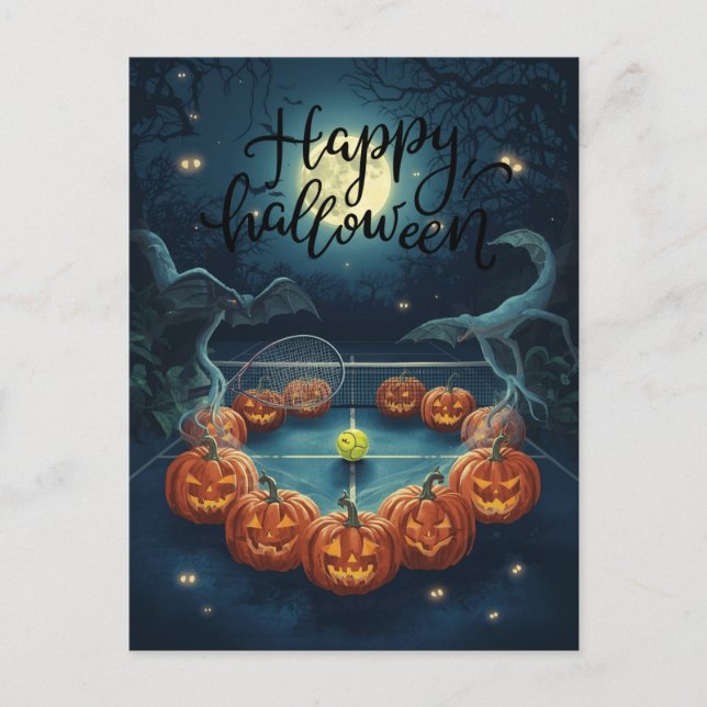 Tennis Halloween for Tennis Player with racket  Holiday Postcard (Front)