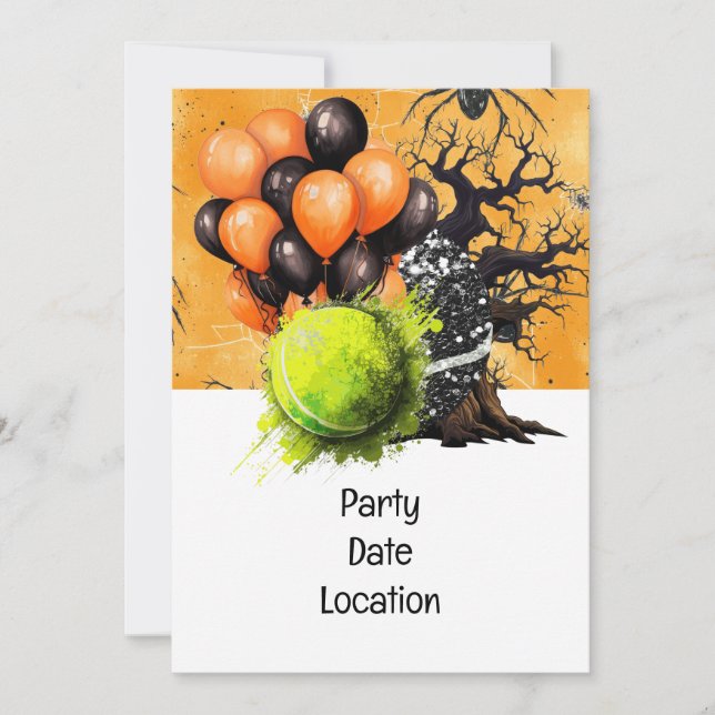 Tennis Halloween Party  Paper Plates Invitation (Front)