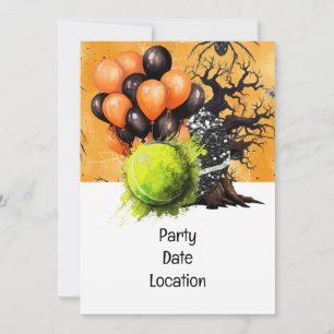 Tennis Halloween Party  Paper Plates Invitation