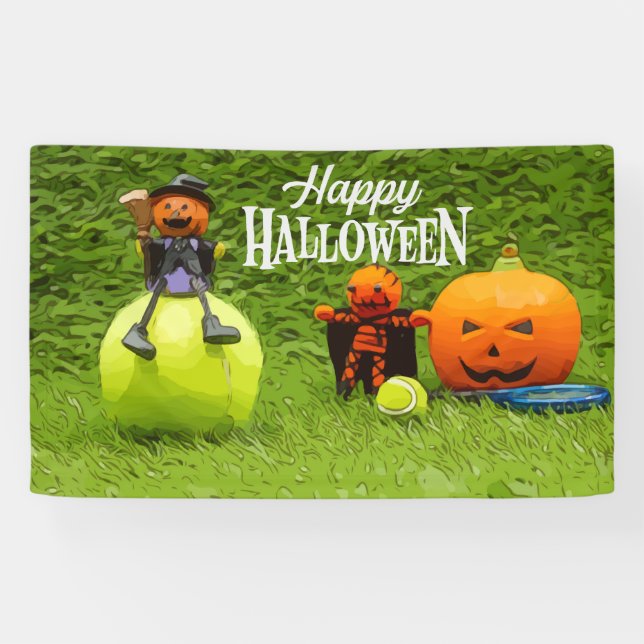 Tennis Halloween Party with ghost pumpkin Banner (Horizontal)