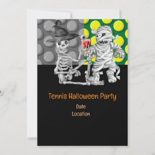 Tennis Halloween Party with tennis ball and ghost Invitation