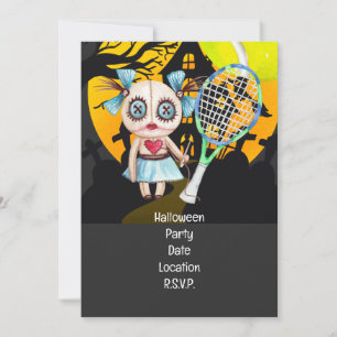 Tennis Halloween themed for Tennis Party  Invitation