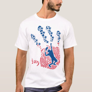 tennis hand american hand mano flag star 10 T-Shirt