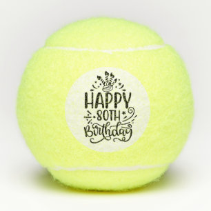 Tennis Happy 80th Birthday Tennis Balls